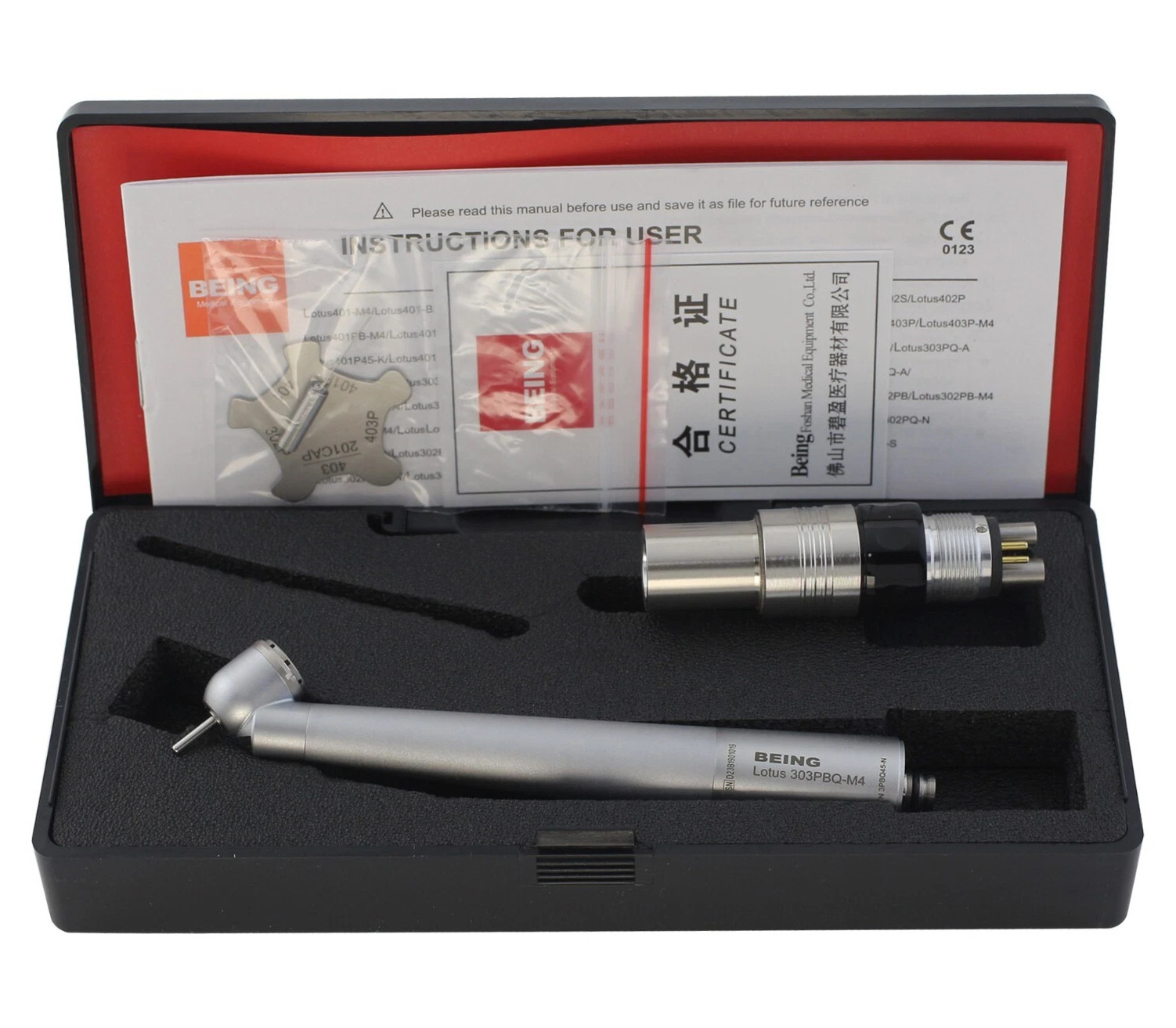 Being 303PBQ45-N Dental 45 Degree Surgical Turbine Handpiece Compatible with NSK Coupling